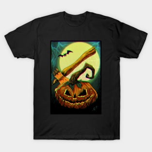 Halloween pumpkin with visual glitch effect T-Shirt